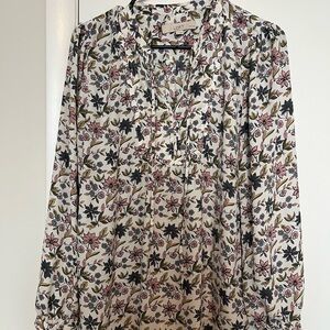 LOFT Floral Henley Blouse